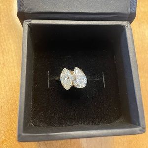 Toi et moi moissanite ring in 10k yellow gold